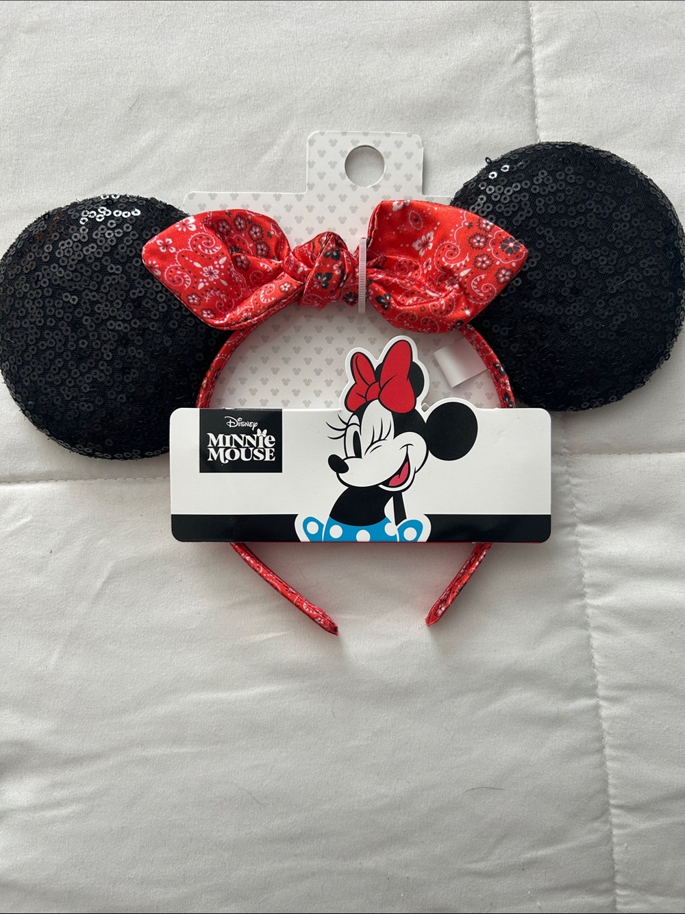 Kids Sequin Ear Headband with Red Bow